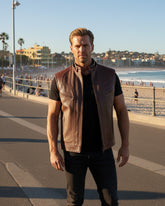 Ravenna – Classic Rustic Brown Leather Moto Vest for Men